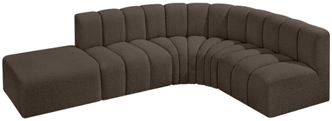 Briar Brown 127 Boucle Fabric Upholstered Modular Sectional, 5-Piece