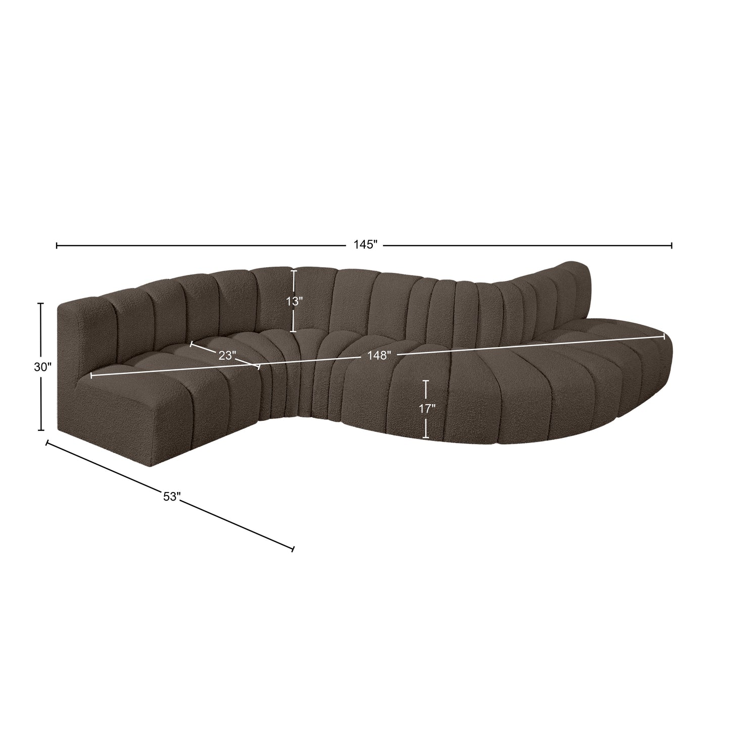 zara brown boucle fabric modular sofa s6a