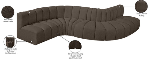 Briar Brown 145 Boucle Fabric Upholstered Modular Sectional , 6-Piece (Style 1)
