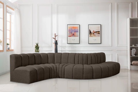 Briar Brown 145 Boucle Fabric Upholstered Modular Sectional , 6-Piece (Style 1)