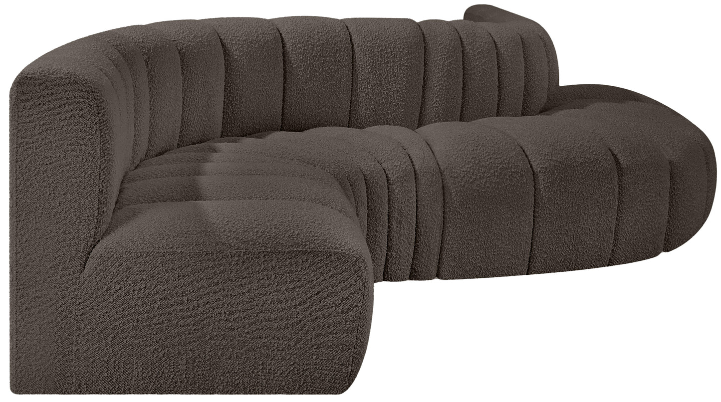 zara brown boucle fabric modular sofa s6a