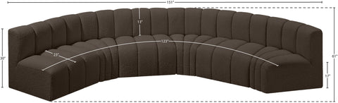 Briar Brown 151 Boucle Fabric Upholstered Modular Sectional, 6-Piece