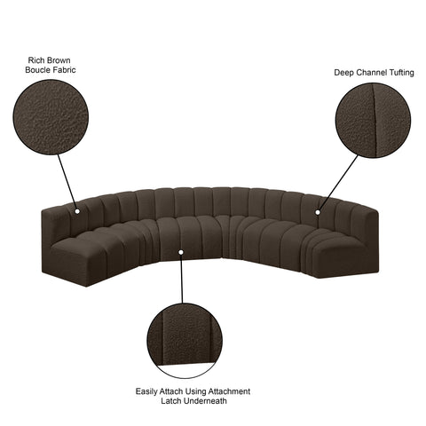 Briar Brown 151 Boucle Fabric Upholstered Modular Sectional, 6-Piece
