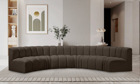 Briar Brown 151 Boucle Fabric Upholstered Modular Sectional, 6-Piece