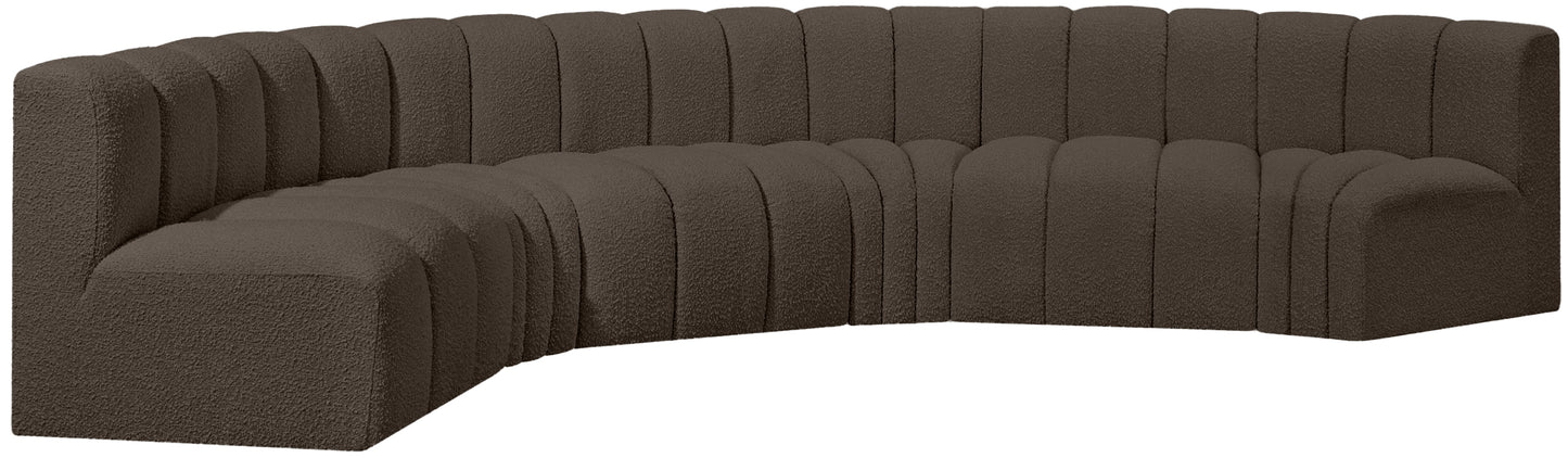 zara brown boucle fabric modular sofa s6b