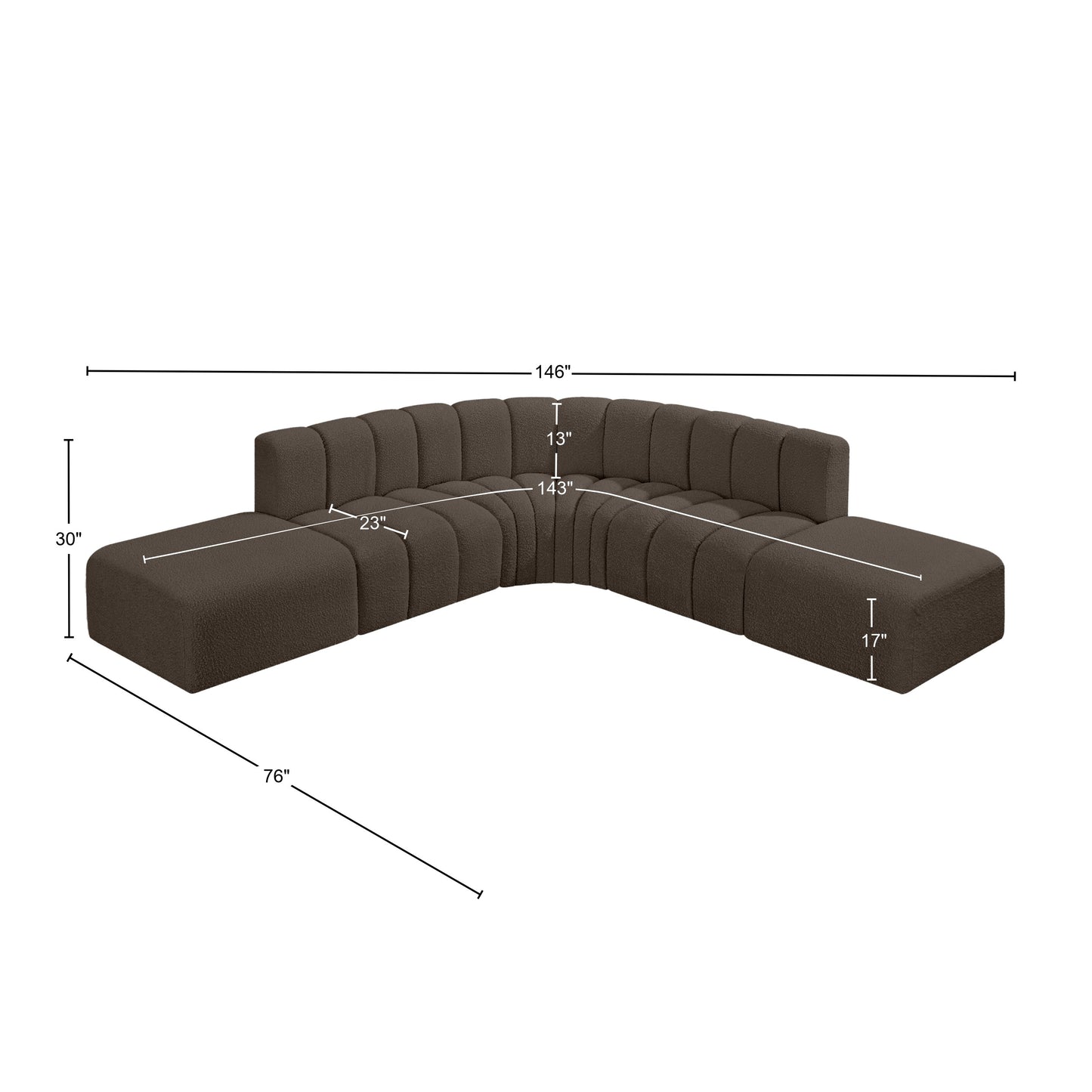 zara brown boucle fabric modular sofa s6c