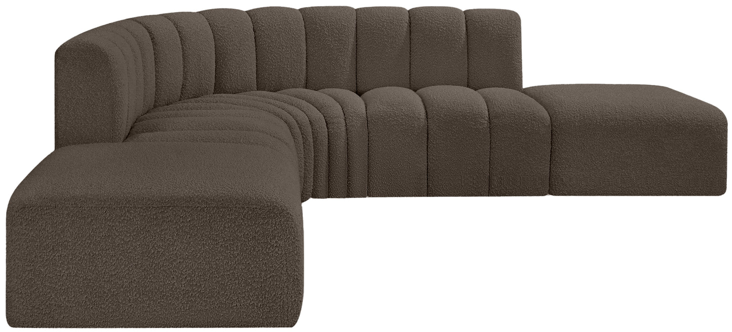 zara brown boucle fabric modular sofa s6c