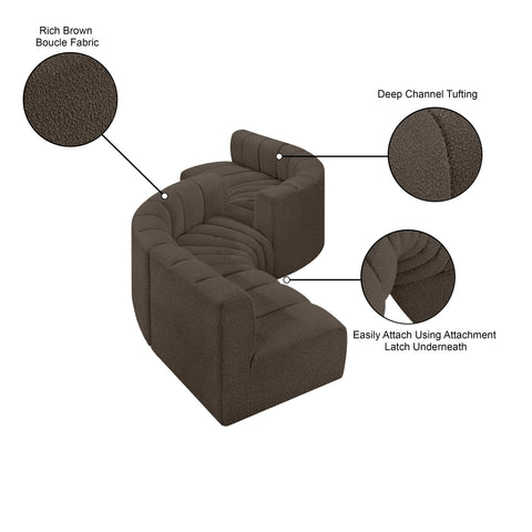 Briar Brown 145 Boucle Fabric Upholstered Modular Sectional , 6-Piece (Style 2)