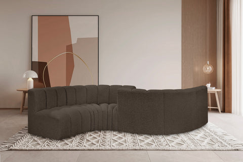 Briar Brown 145 Boucle Fabric Upholstered Modular Sectional , 6-Piece (Style 2)