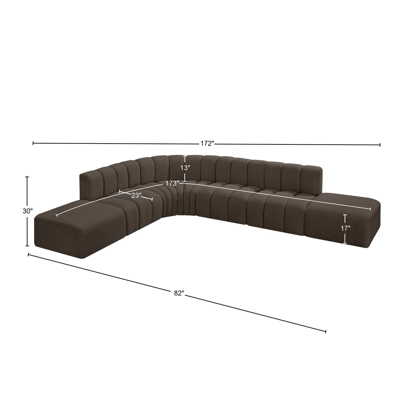 zara brown boucle fabric modular sofa s7a