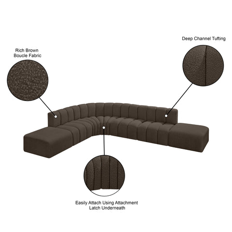 Briar Brown 172 Boucle Fabric Upholstered Modular Sectional, 7-Piece