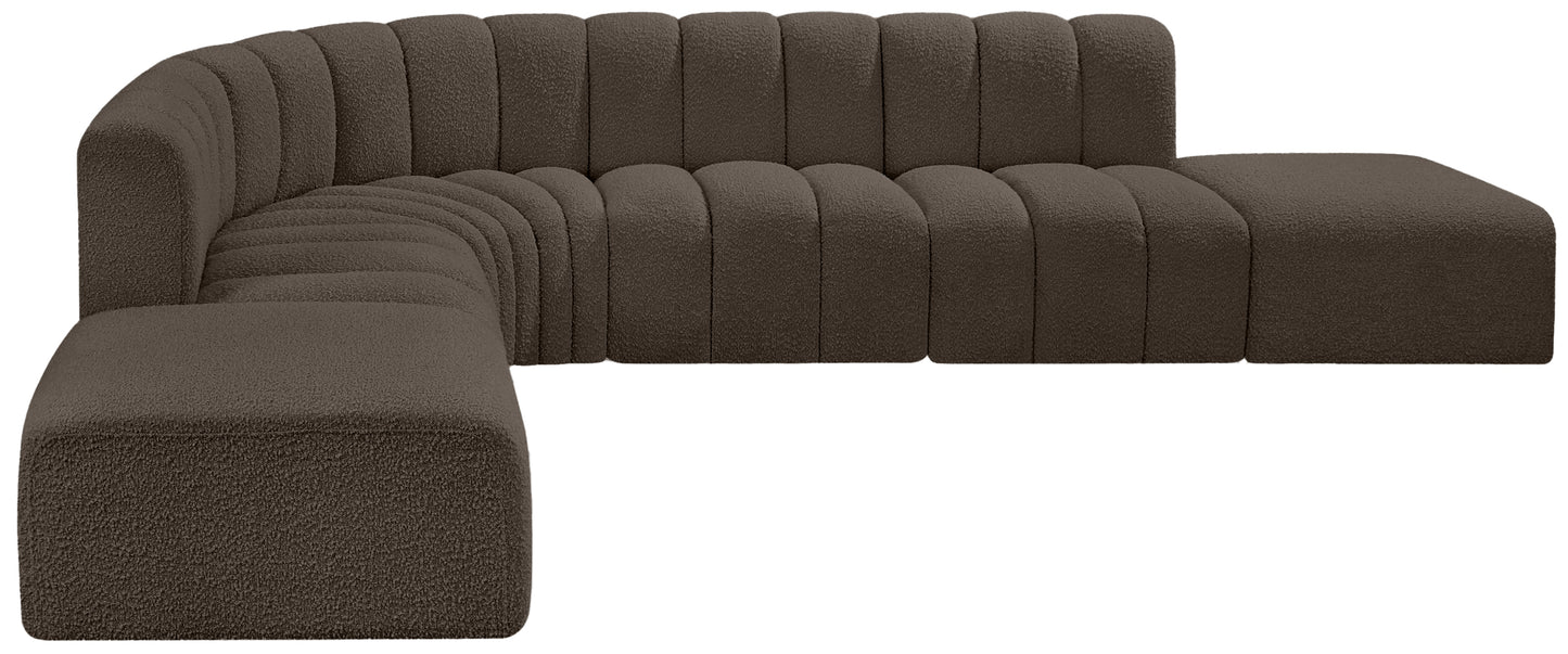 zara brown boucle fabric modular sofa s7a