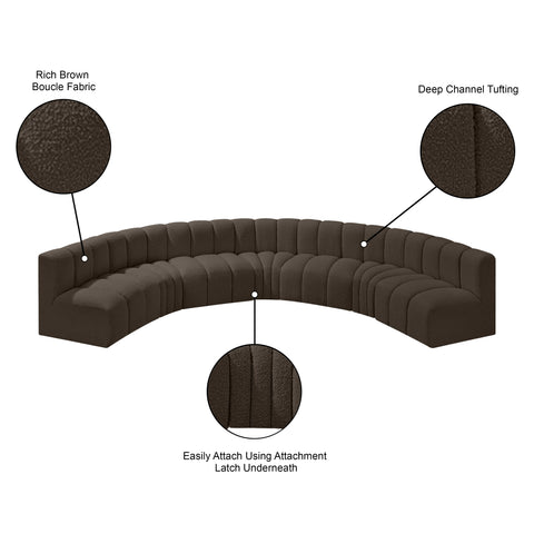 Yara 162" Boucle Fabric Upholstered Sectional, 7-Piece