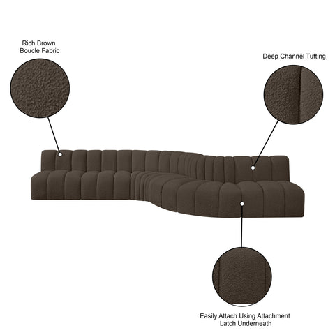 Briar Brown 170 Boucle Fabric Upholstered Modular Sectional, 7-Piece