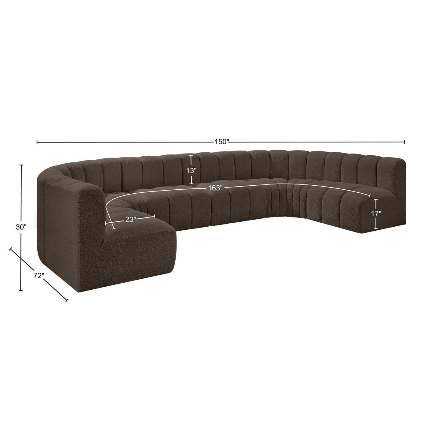 zara brown boucle fabric modular sofa s8a