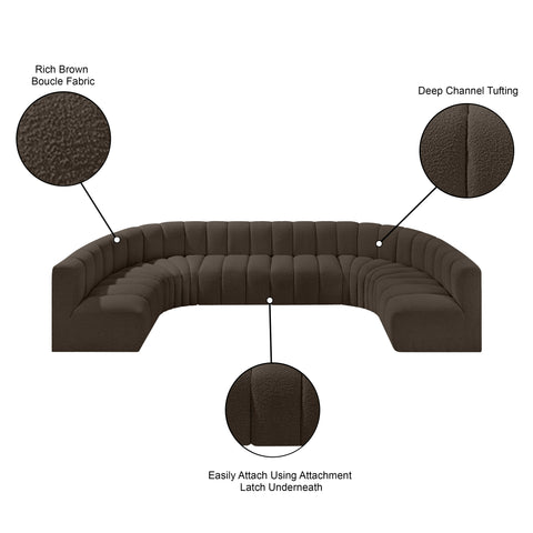 Yara 150" Boucle Fabric Upholstered Sectional, 8-Piece
