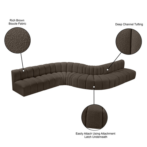 Briar Brown 197 Boucle Fabric Upholstered Modular Sectional, 8-Piece