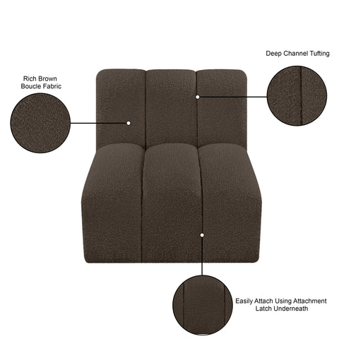 Briar Brown Boucle Fabric Upholstered Modular Straight Chair, 1 Piece