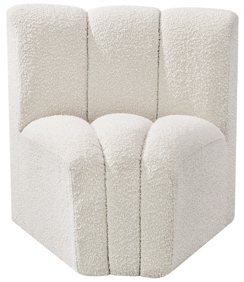 Yara Cream Boucle Fabric Upholstered Curved Corner Chair, 1 Piece