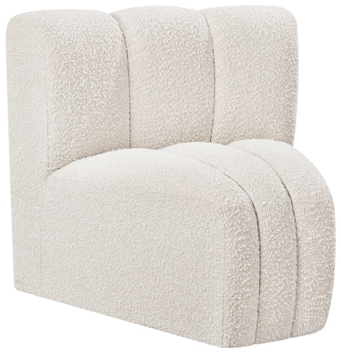 Yara Cream Boucle Fabric Upholstered Curved Corner Chair, 1 Piece