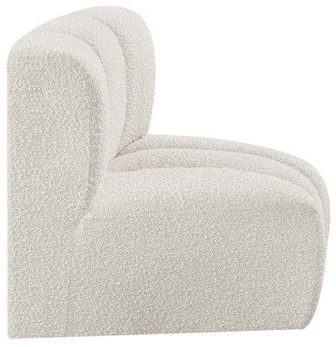 Yara Cream Boucle Fabric Upholstered Curved Corner Chair, 1 Piece