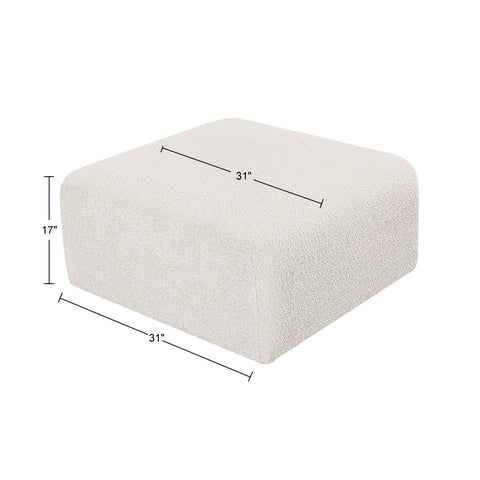 Yara Boucle Fabric Upholstered Ottoman, 1 Piece