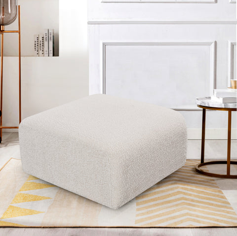 Yara Boucle Fabric Upholstered Ottoman, 1 Piece