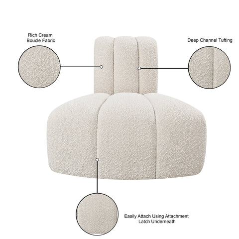 Briar Cream Boucle Fabric Upholstered Modular Reverse Corner Chair, 1 Piece