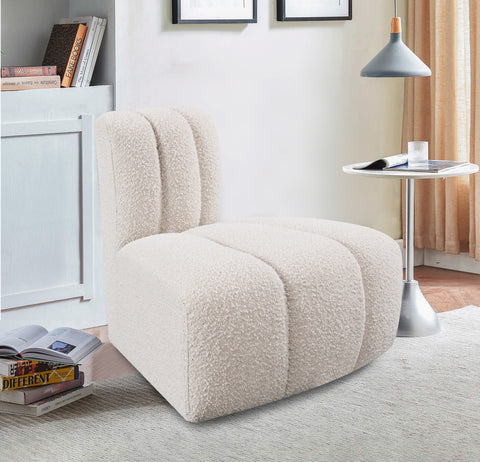 Briar Cream Boucle Fabric Upholstered Modular Reverse Corner Chair, 1 Piece