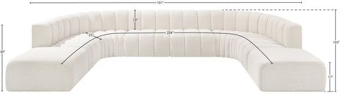 Briar Cream 161 Boucle Fabric Upholstered Modular Sectional, 10-Piece