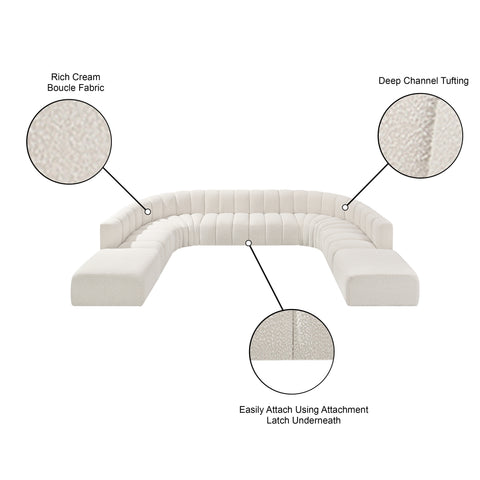 Briar Cream 161 Boucle Fabric Upholstered Modular Sectional, 10-Piece