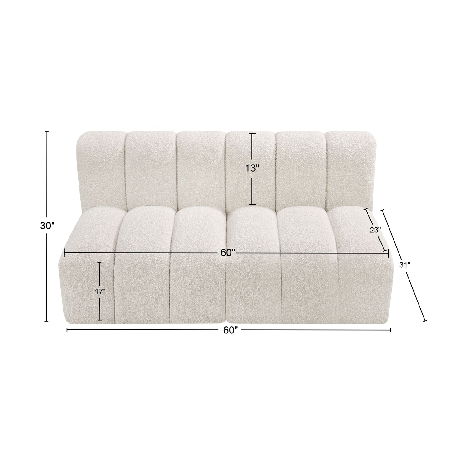 zara cream boucle fabric modular sofa s2a