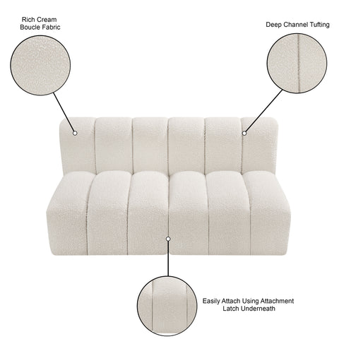 Briar Cream 60 Boucle Fabric Upholstered Modular Sectional , 2-Piece (Style 1)