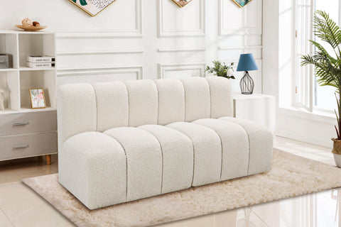 Briar Cream 60 Boucle Fabric Upholstered Modular Sectional , 2-Piece (Style 1)