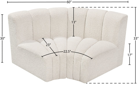 Briar Cream 60 Boucle Fabric Upholstered Modular Sectional , 2-Piece (Style 2)
