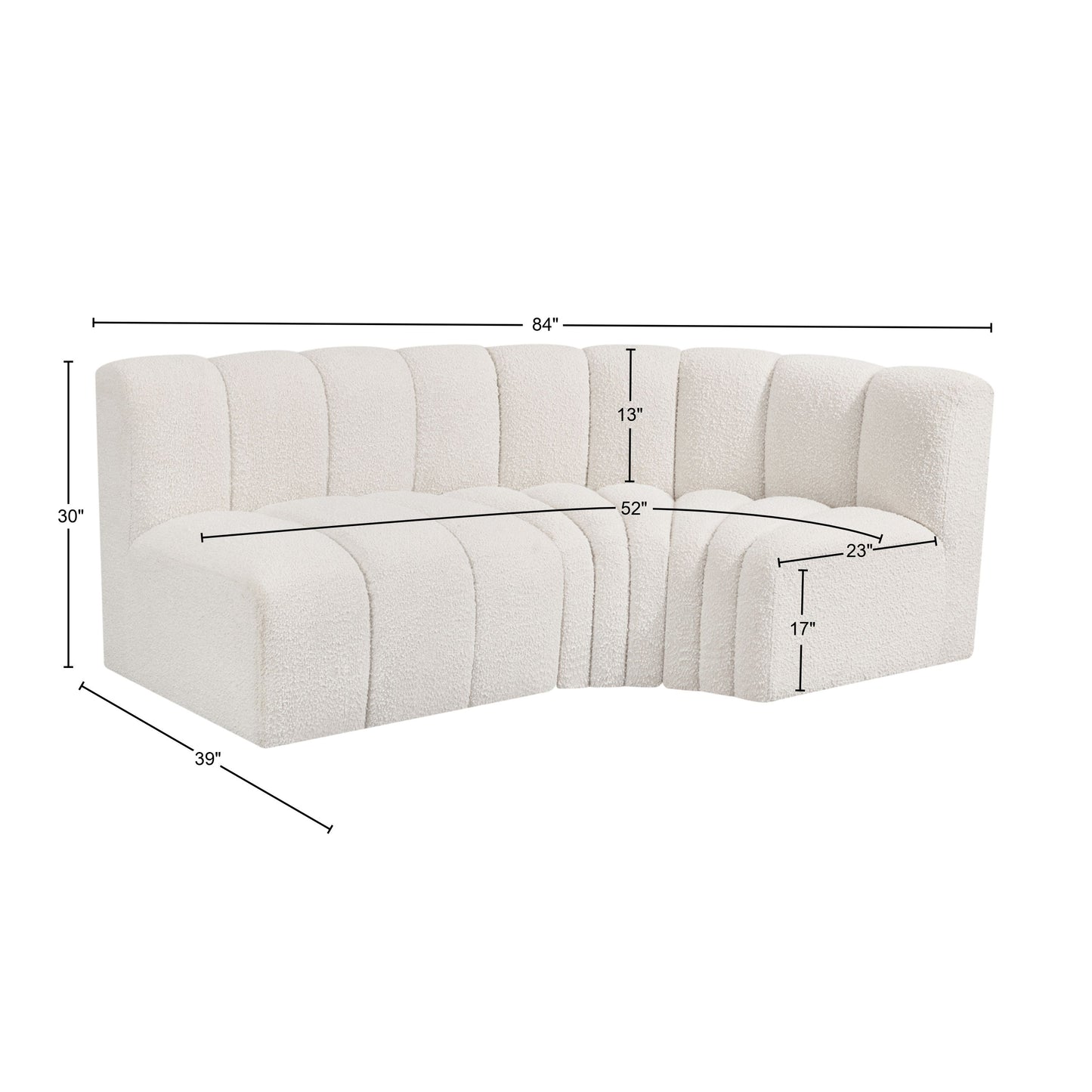 zara cream boucle fabric modular sofa s3a