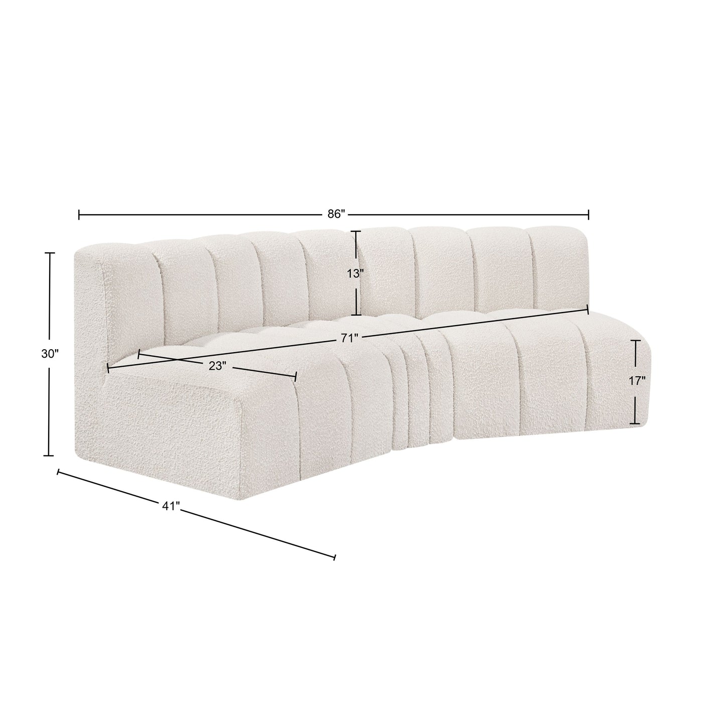 zara cream boucle fabric modular sofa s3b