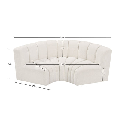 Zara Cream Boucle Fabric Modular Sofa S3C