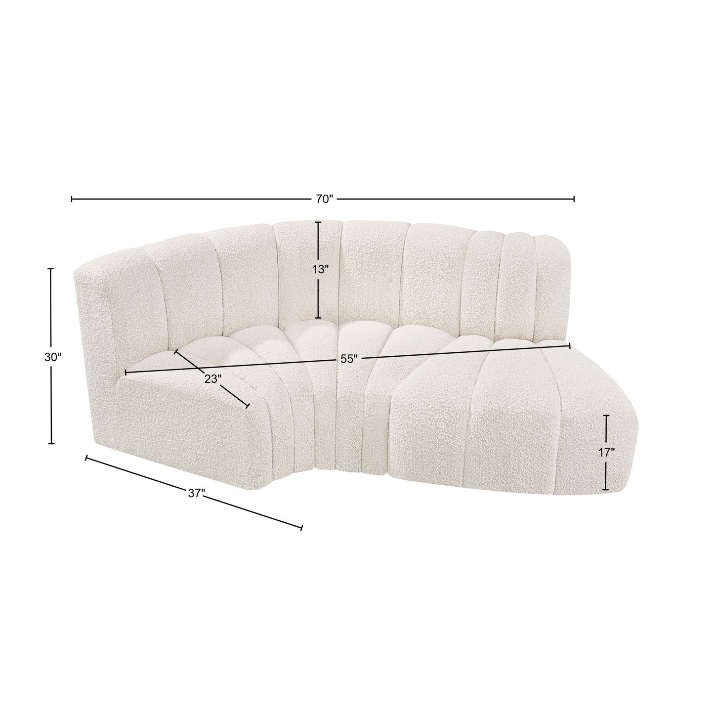 zara cream boucle fabric modular sofa s3d