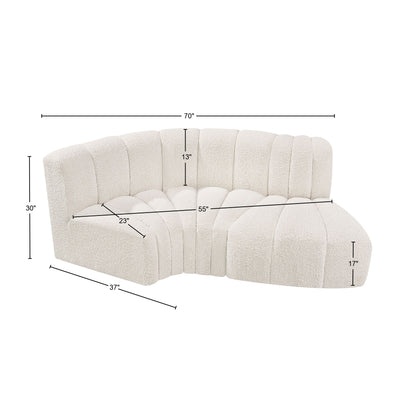 Zara Cream Boucle Fabric Modular Sofa S3D