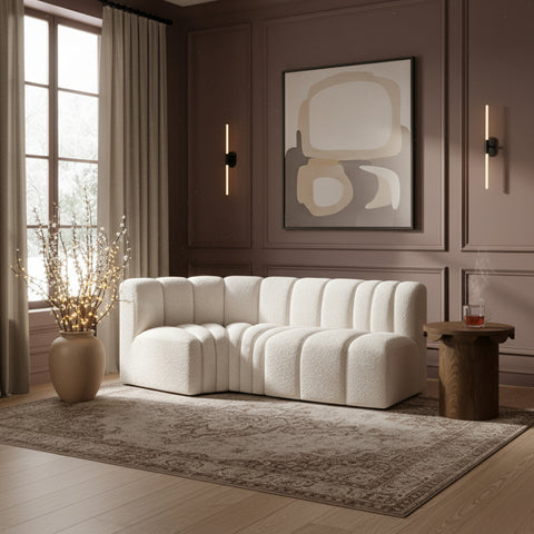 Briar Cream 70 Boucle Fabric Upholstered Modular Sectional, 3-Piece