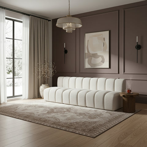 Briar Cream 89.5 Boucle Fabric Upholstered Modular Sectional, 3-Piece