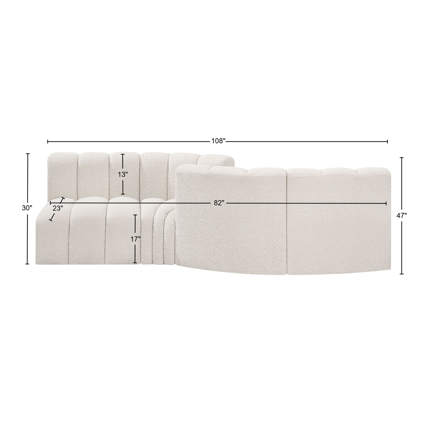 zara cream boucle fabric modular sofa s4a