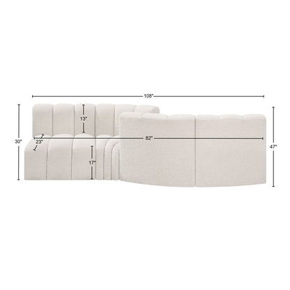 Zara Cream Boucle Fabric Modular Sofa S4A