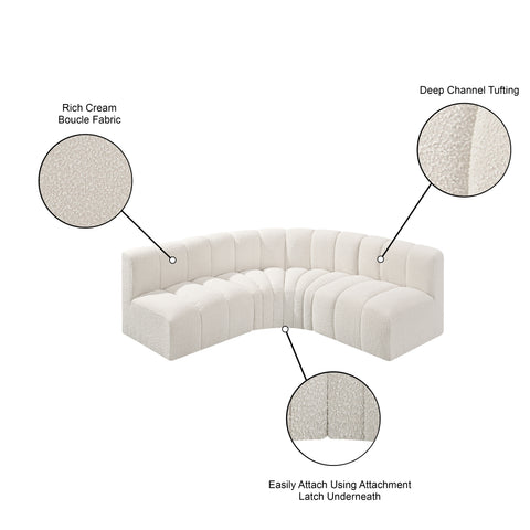 Briar Cream 103 Boucle Fabric Upholstered Modular Sectional, 4-Piece