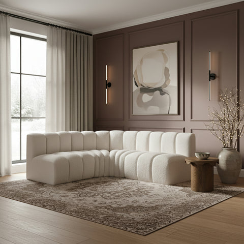 Briar Cream 103 Boucle Fabric Upholstered Modular Sectional, 4-Piece