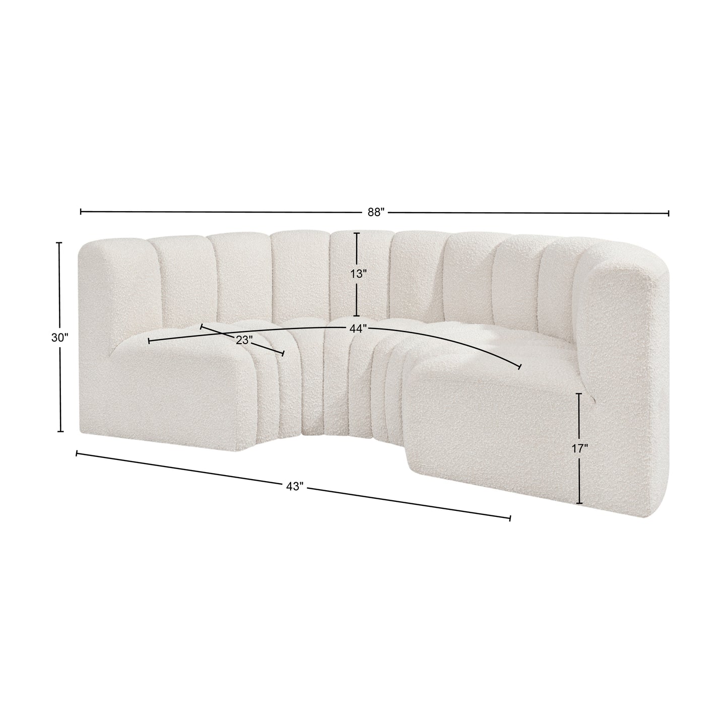 zara cream boucle fabric modular sofa s4c