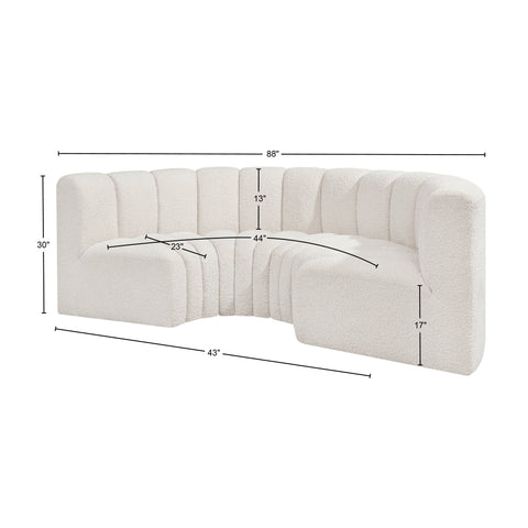 Briar Cream 88 Boucle Fabric Upholstered Modular Sectional, 4-Piece