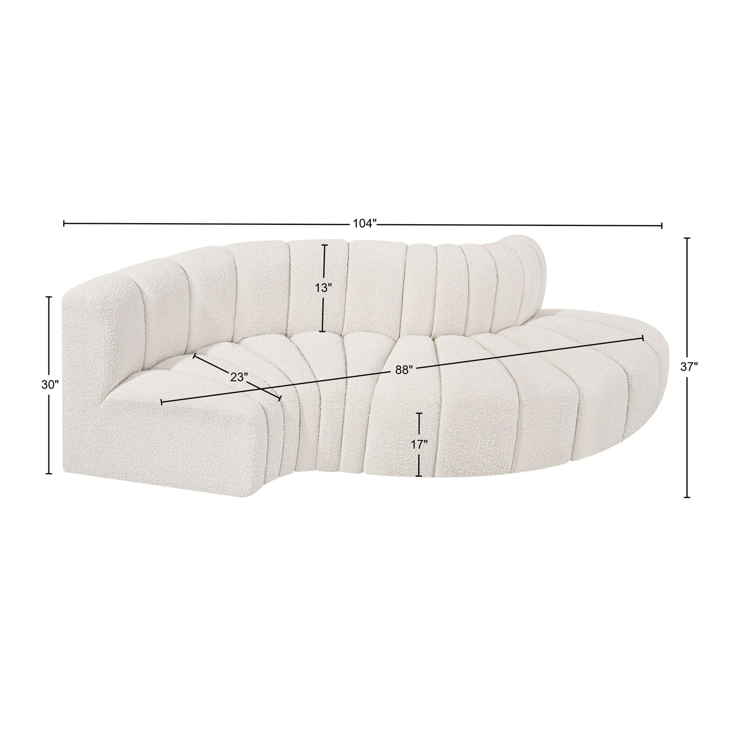 zara cream boucle fabric modular sofa s4d