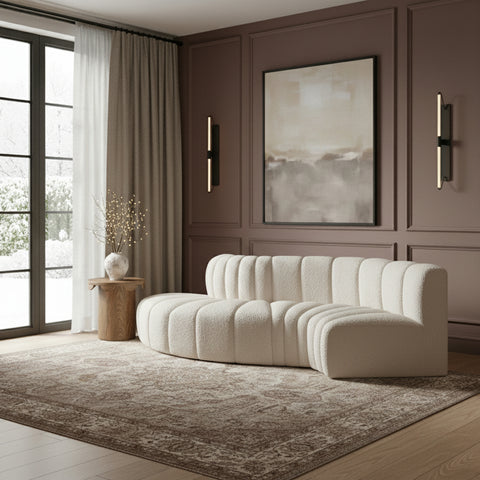 Briar Cream 104 Boucle Fabric Upholstered Modular Sectional, 4-Piece